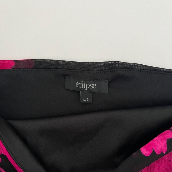 Vintage Eclipse Black Mesh Ruched-Side Tube Top with Floral Prints – Size L - Picture 4 of 8